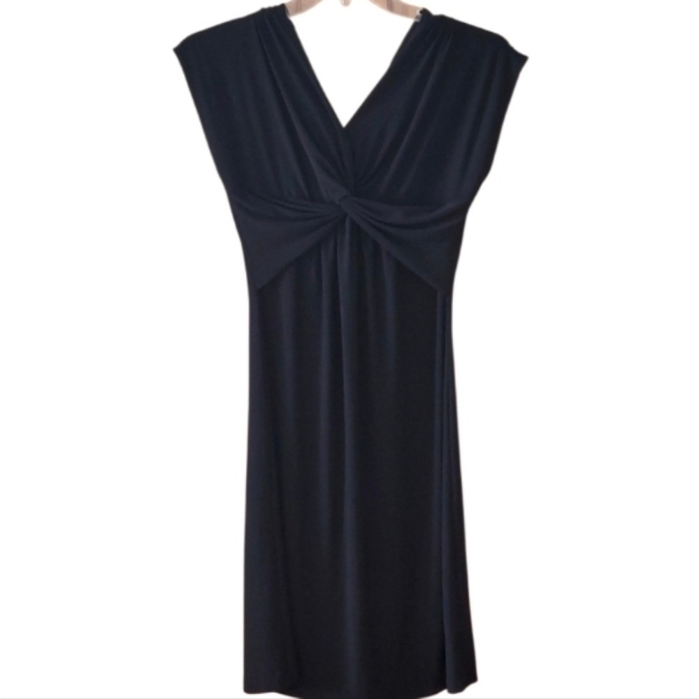 Motherhood‎ Maternity Black Twist Front Stretchy Short Sleeve Midi Dress Size M